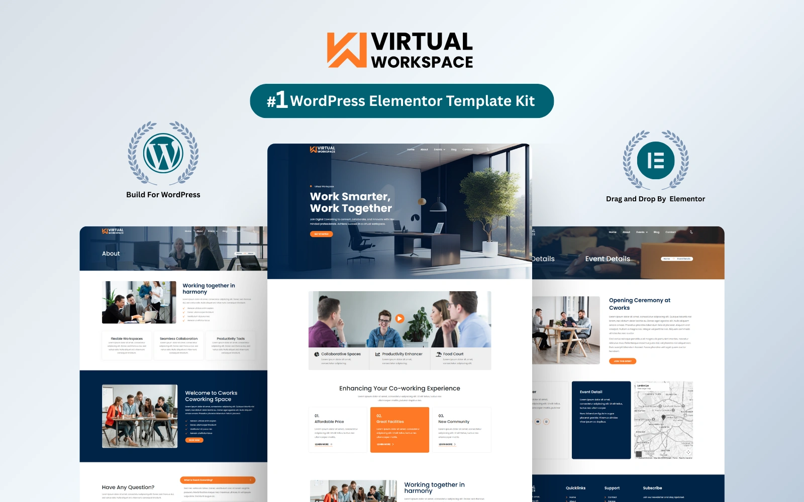 Virtual Workspace Remote Work Solutions WordPress Elementor Template ...