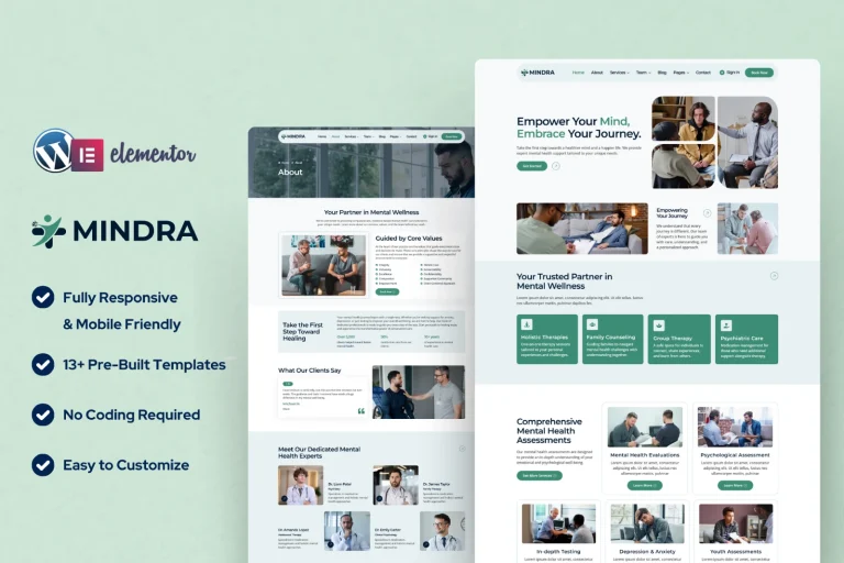 Mindra - Mental Health Care Elementor Template Kit