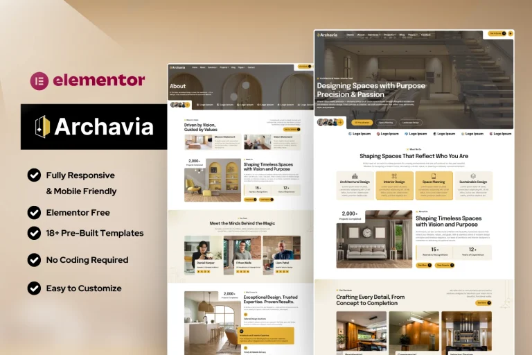 Archavia - Interior Design & Architecture Elementor Template Kit