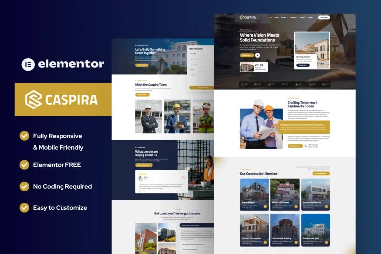 Caspira – Best Construction and Real Estate Elementor Template Kit for WordPress