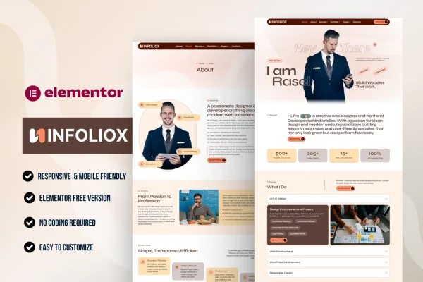Infoliox – Best Personal Portfolio Elementor Template Kit for Creatives