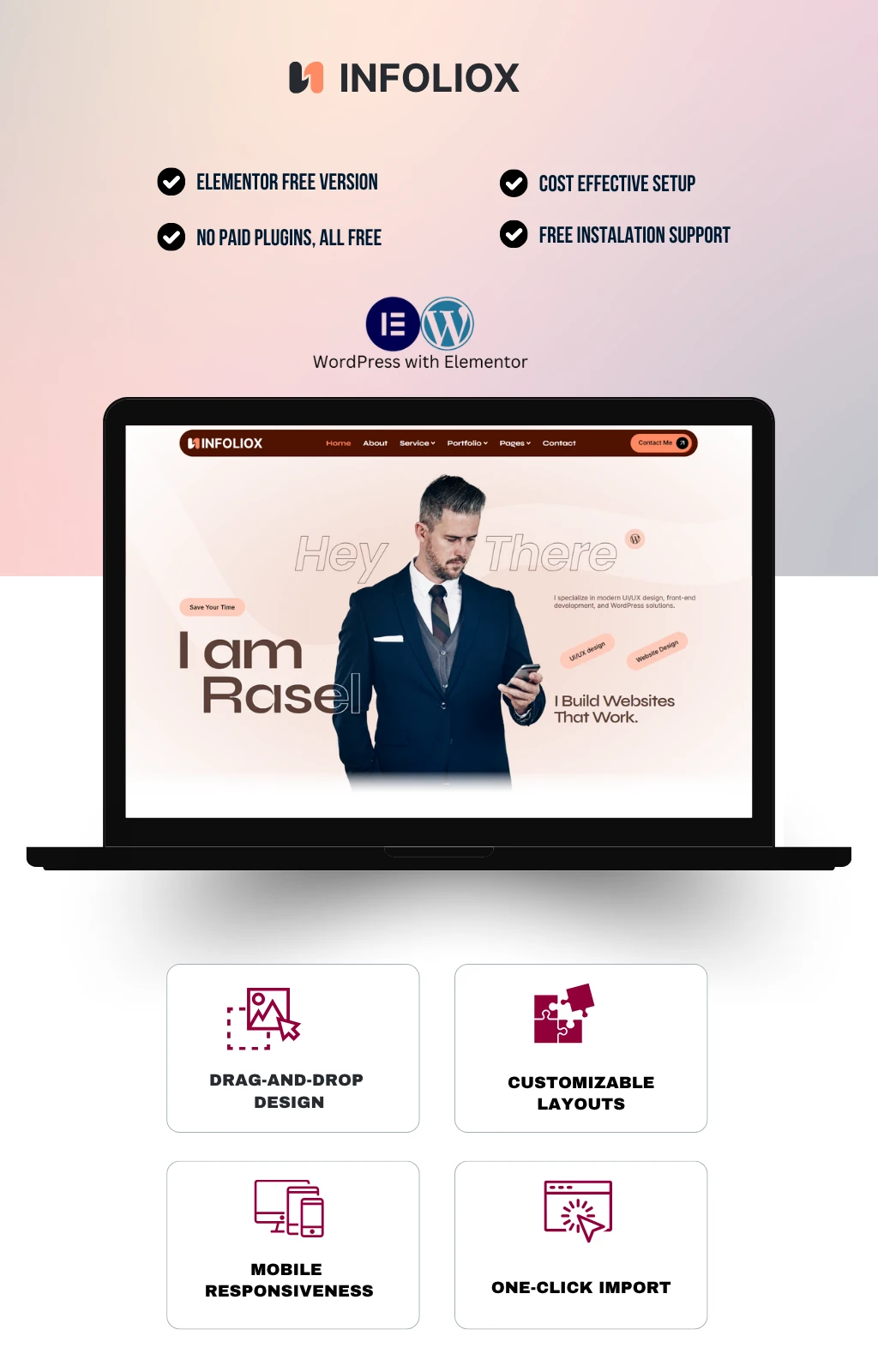 Personal Portfolio Elementor Template Kit for Freelancers & Creatives – Infoliox