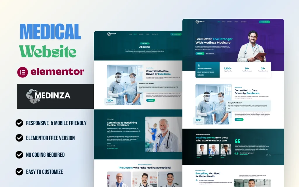 Medinza – Best Free Medical Elementor Template Kit for Clinics and Healthcare Websites