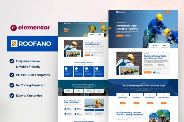 Roofano — Best Roofing Services Elementor Template Kit