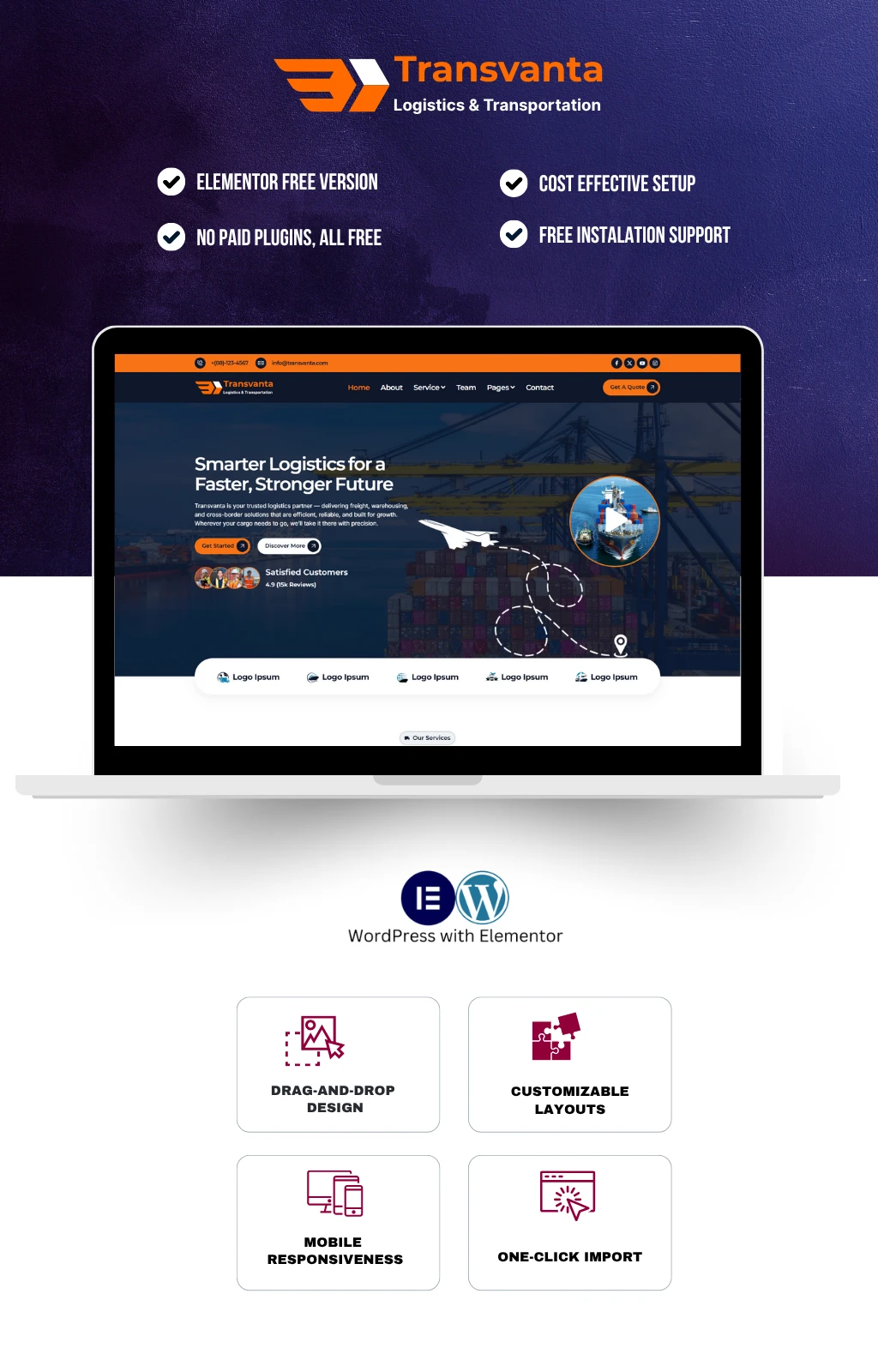 Logistics & Transportation Elementor Theme