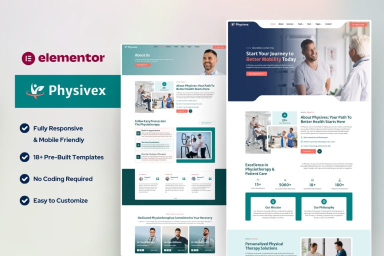 Physivex - Physical Therapy & Physiotherapy Elementor Template Kit