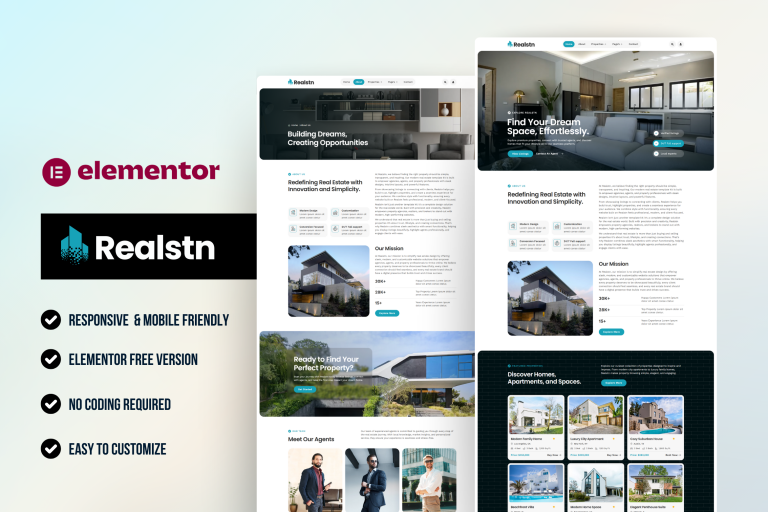 Realstn – Real Estate & Property WordPress Elementor Template Kit