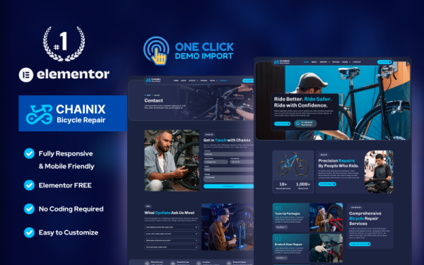 Chainix – Bicycle Repair WordPress Elementor Template Kit