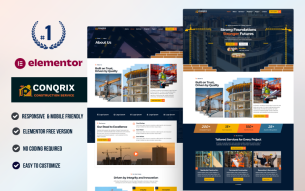Conqrix - Construction & Building Service WordPress Elementor Template