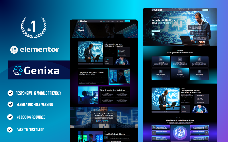 Genixa – AI Marketing Agency WordPress Elementor Template