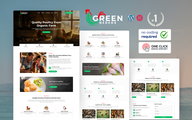 Green Nedeos — Organic Poultry From WordPress Elementor Template kits