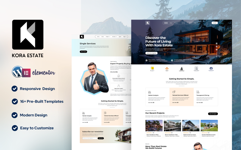 Kora Estate — Real Estate WordPress Elementor Template Kit