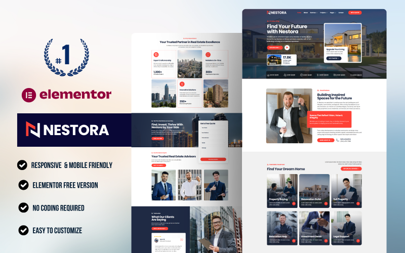 Nestora – Real Estate Agent WordPress Elementor Template Kit