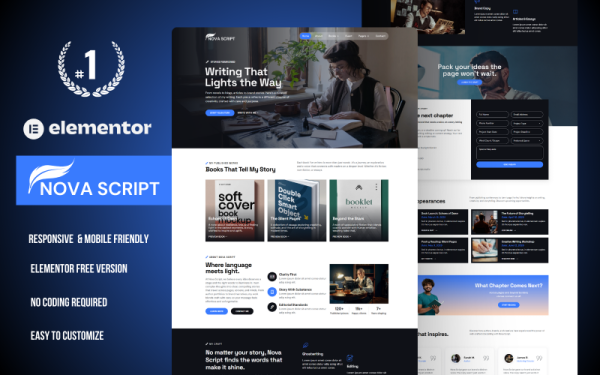Nova Script – Book Author & Writer WordPress Elementor Template Kit