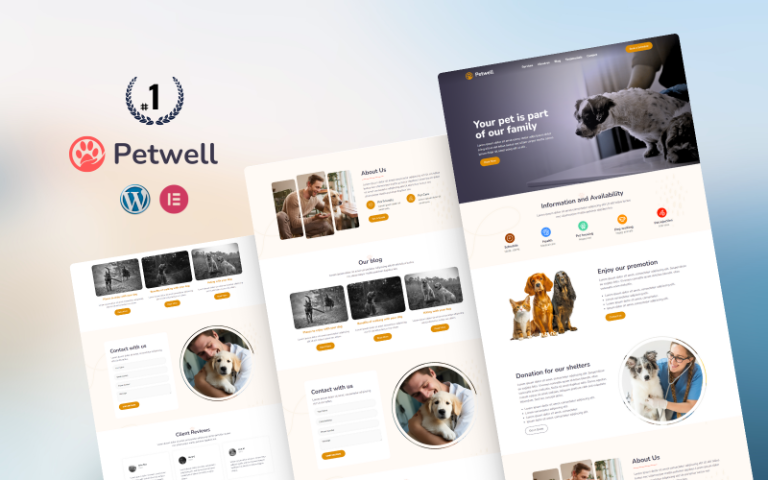 Petwell — Pet Care and Treatment WordPress Elementor