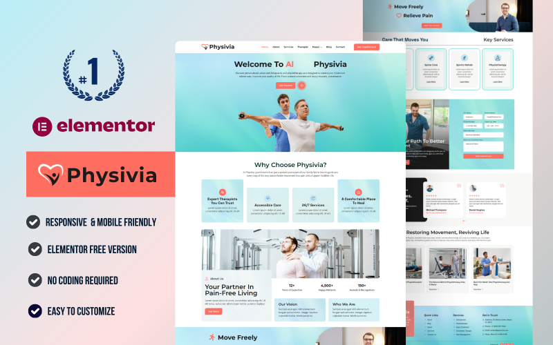 Physivia – Physiotherapy Care WordPress Elementor Template Kit