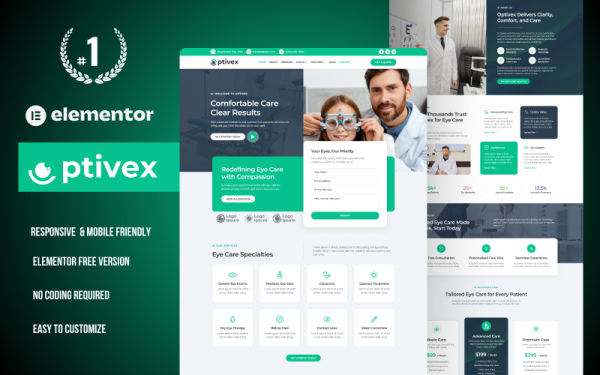 Ptivex – Eye Care WordPress Elementor Template