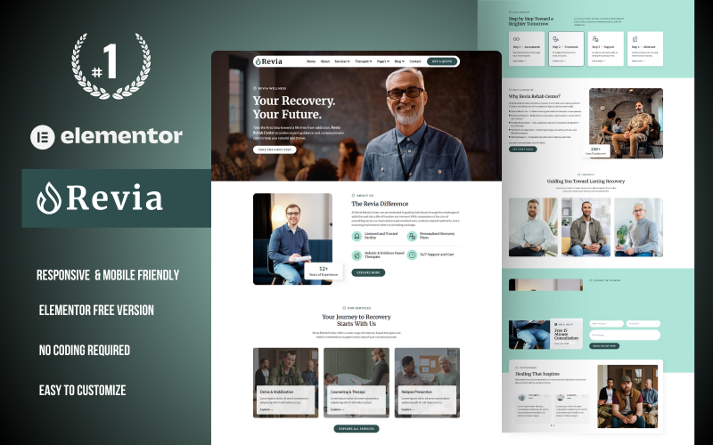 Revia – Rehab Center WordPress Elementor Template Kit