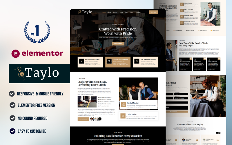 Taylo – Professional Tailor & Clothing Alteration WordPress Elementor Template Kit