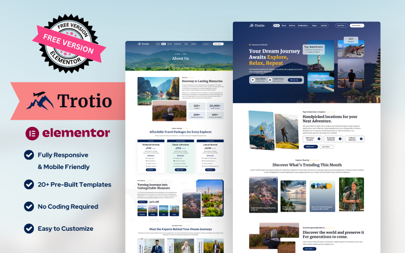 Trotio – Tour & Travel Agency WordPress Elementor Template Kit