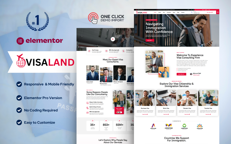 Visa Land – Visa & Immigration Agency WordPress Elementor Kit