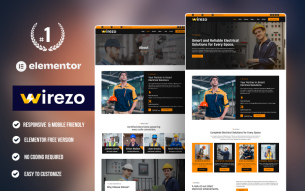Wirezo – Electrician and Electric Services WordPress Elementor Template Kit