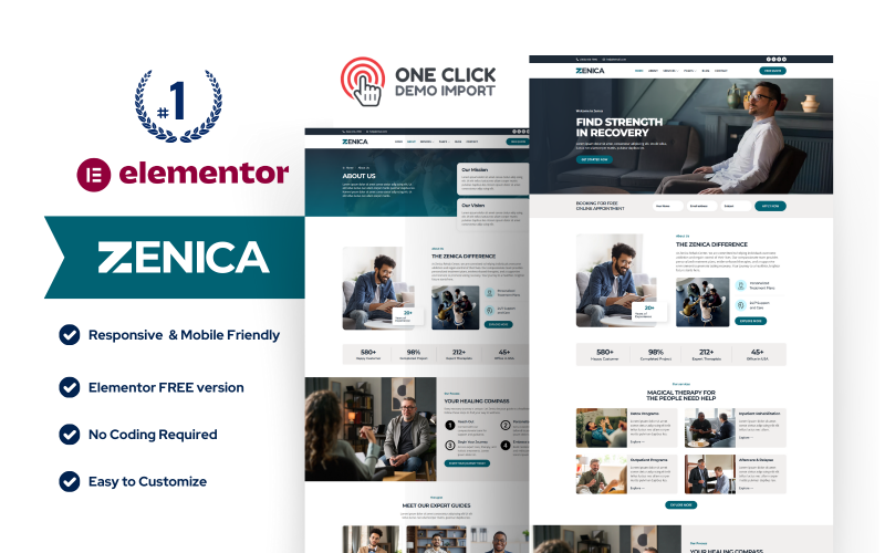 Zenica — Addiction Recovery & Healthcare Rehabilitation Center WordPress Elementor Template Kit