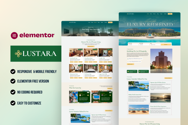 Lustara – Luxury Hotel & Resort Elementor Template