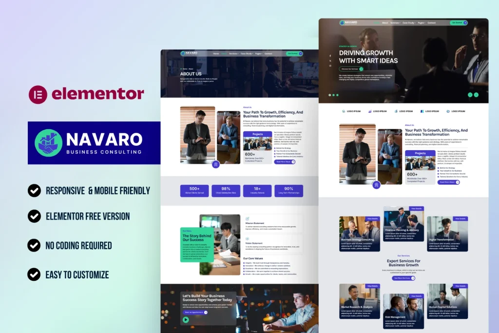 Navaro - Business Consulting WordPress Elementor Template Kit