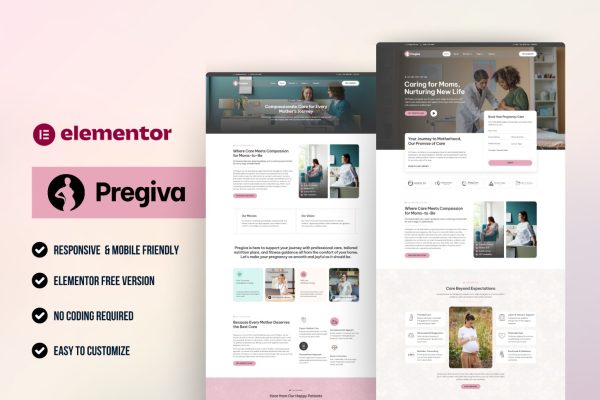 Pregiva – Pregnancy Care & Obstetrician Elementor Template Kit
