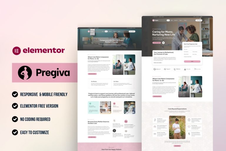 Pregiva – Pregnancy Care & Obstetrician Elementor Template Kit