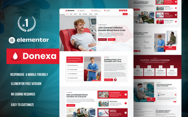 Donexa – Blood Donation Campaign & Activism Elementor Template Kit