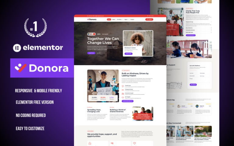 Donora – Charity & Donation Elementor Template Kit