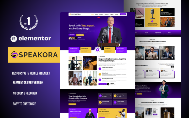 Speakora - Public Speaker & Life Coach Elementor Template Kit