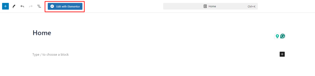 Edit page with Elementor
