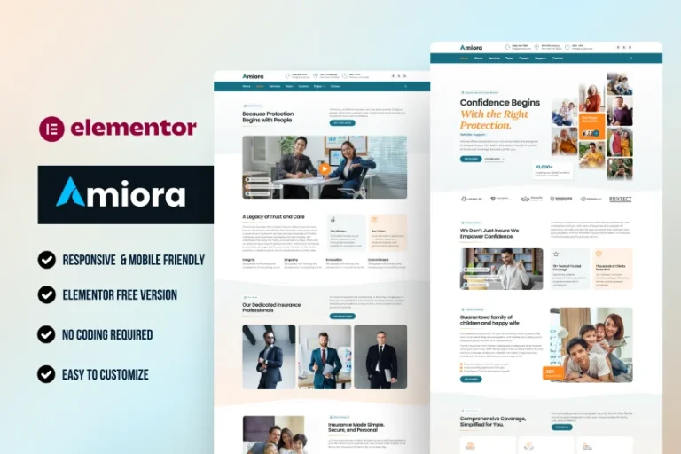 Amiora – Best Insurance Company Elementor Template