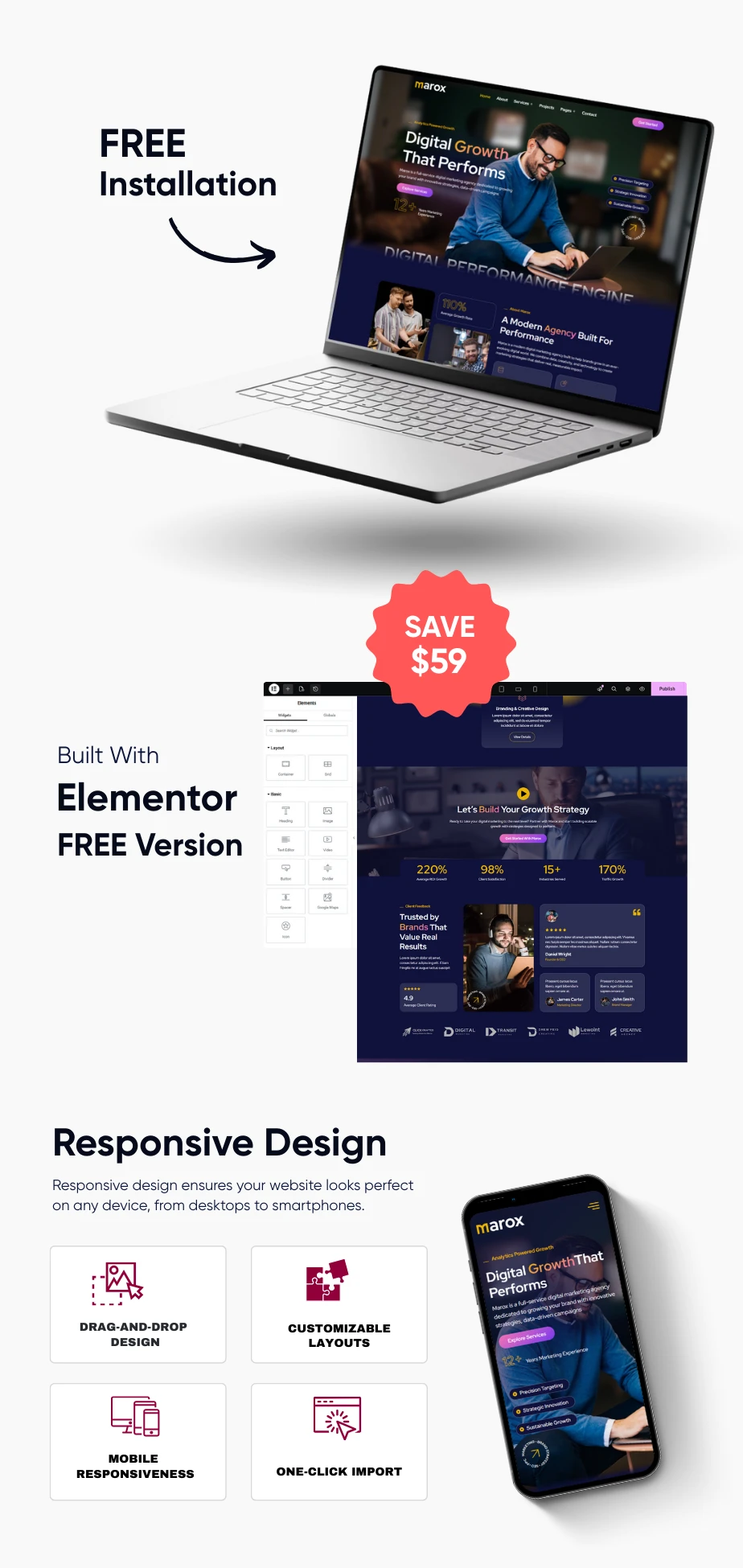 Marox - Digital Marketing Agency Elementor Template Kit